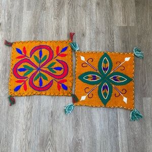 Vintage. New ✨ Folk art ✨ handcrafted bohemian  embroidery wool pillow cases .